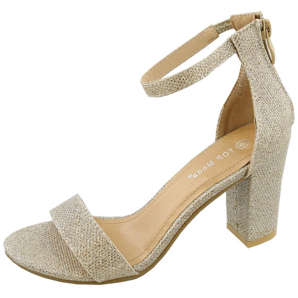 Top Moda Metallic Champagne Heels